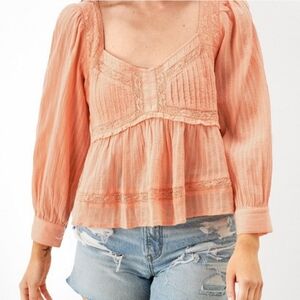 AEO orange babydoll boho blouse size XL